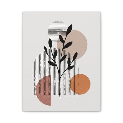 Orange Tone Flower Art Set 1.2 - Matte Canvas Decor with Minimalist Leaf Design