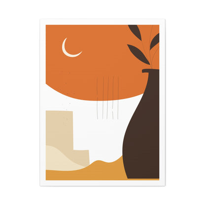 Lunar Bloom Art Set 1.3 - Matte Canvas Decor with Minimalist Leaf Design