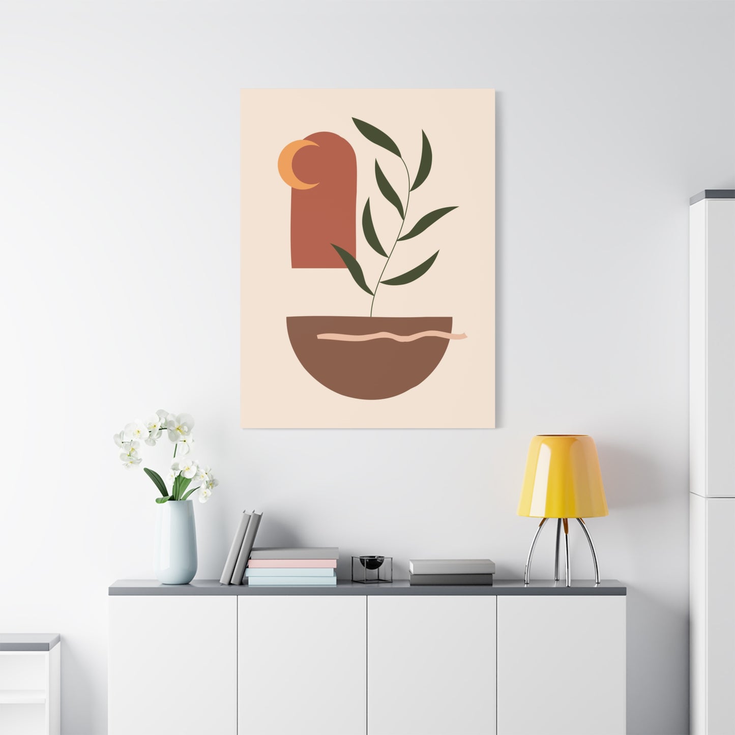 Petal Village Art 1.3 - Matte Canvas Decor with Minimalist Leaf Design