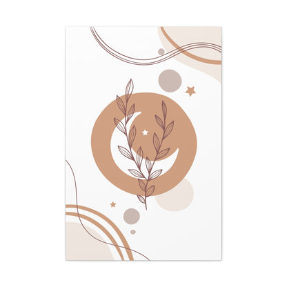 Sunset Botanica Art 1.1 - Matte Canvas Decor with Minimalist Leaf Design