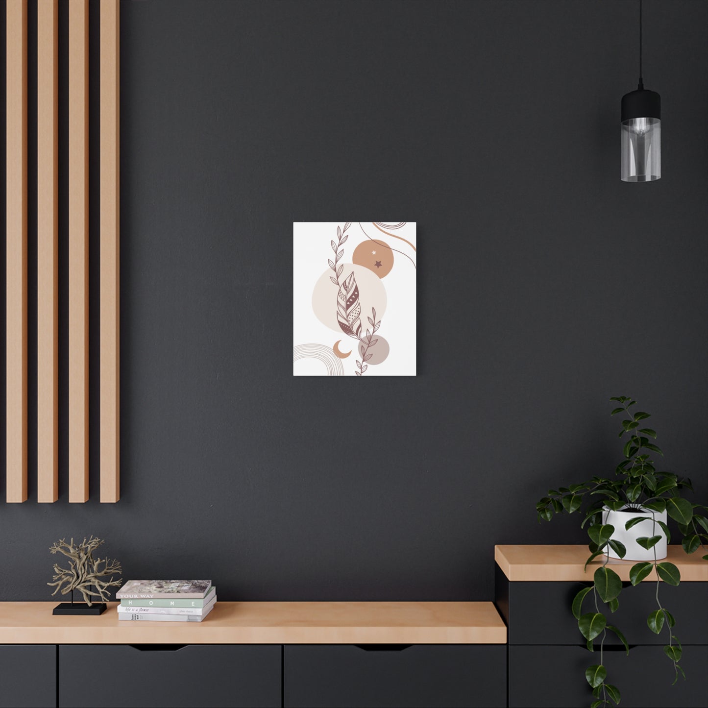 Sunset Botanica Art 1.3 - Matte Canvas Decor with Minimalist Leaf Design