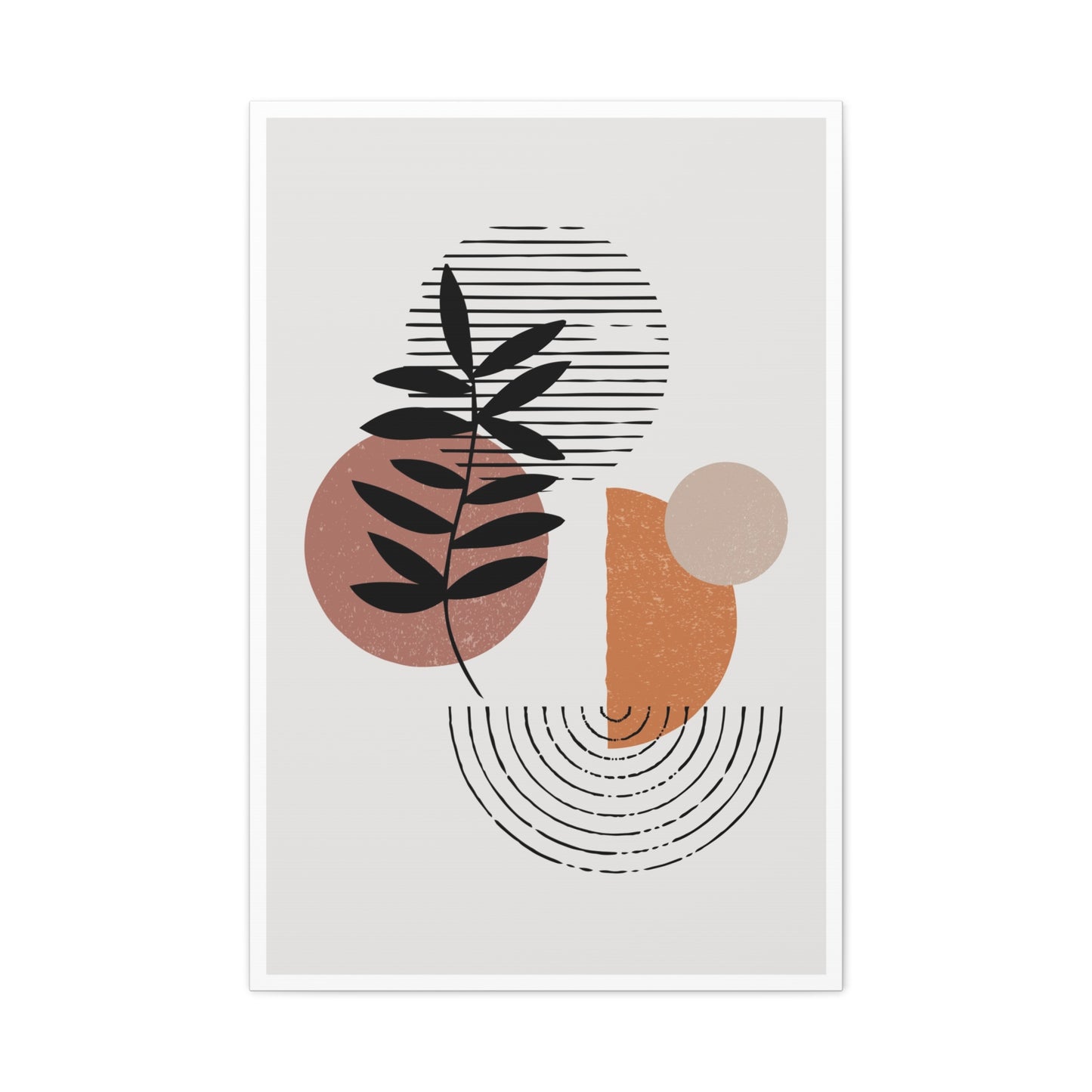 Orange Tone Flower Art Set 1.3 - Matte Canvas Decor with Minimalist Leaf Design