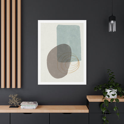 Blue Tone Watercolor Brush Art Set 1.1 - Matte Canvas Decor with Minimalist Leaf Design