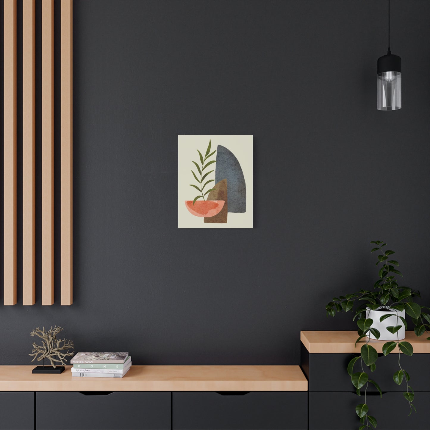 Flower Wall Art Set 1.1 - Matte Canvas Decor with Minimalist Leaf Design