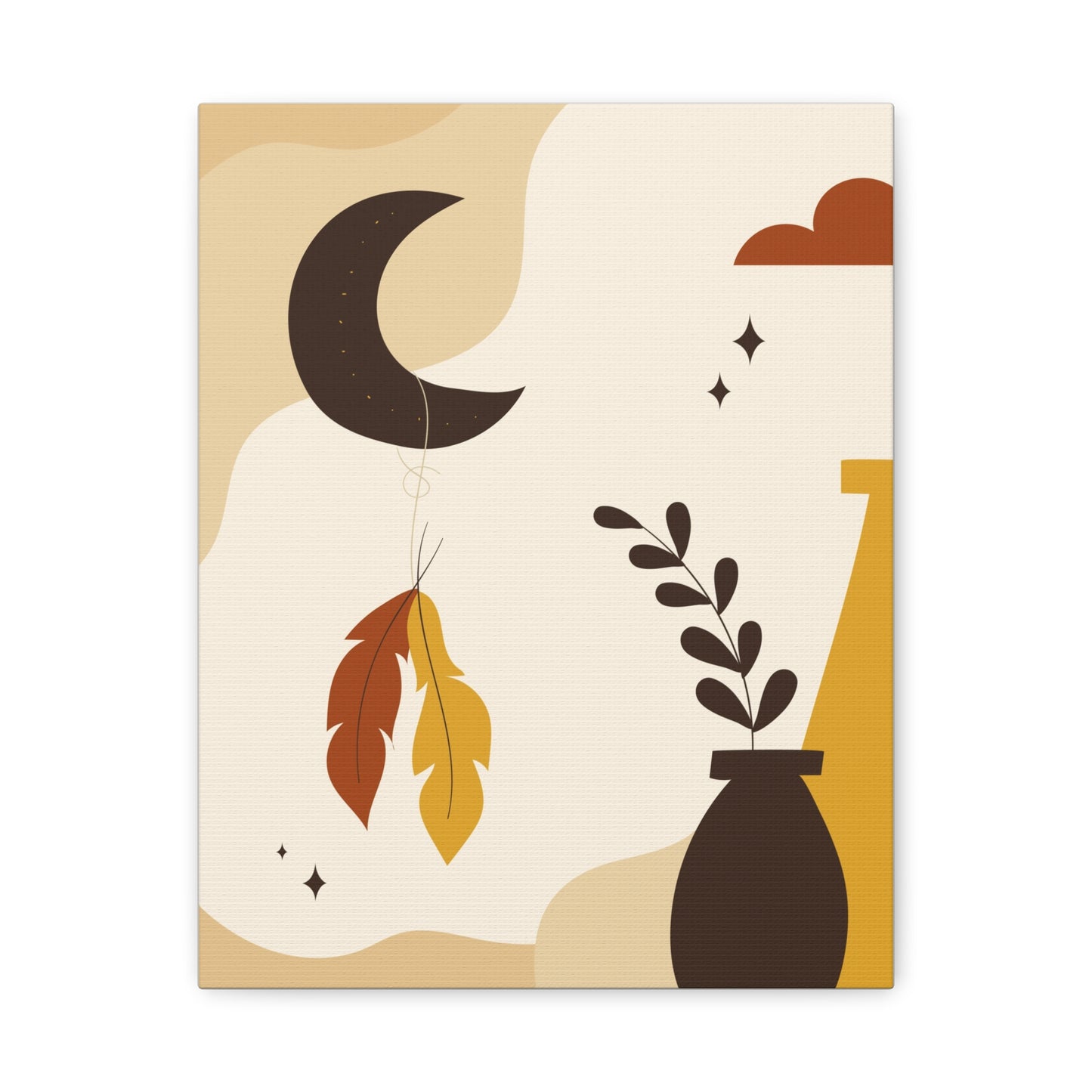 Nocturne Petal Art Set 1.2 - Matte Canvas Decor with Minimalist Leaf Design