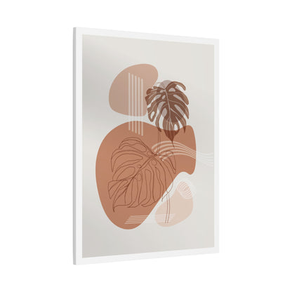 Brown Leaf Wall Painting Set 1.3 - Matte Canvas Decor with Minimalist Leaf Design