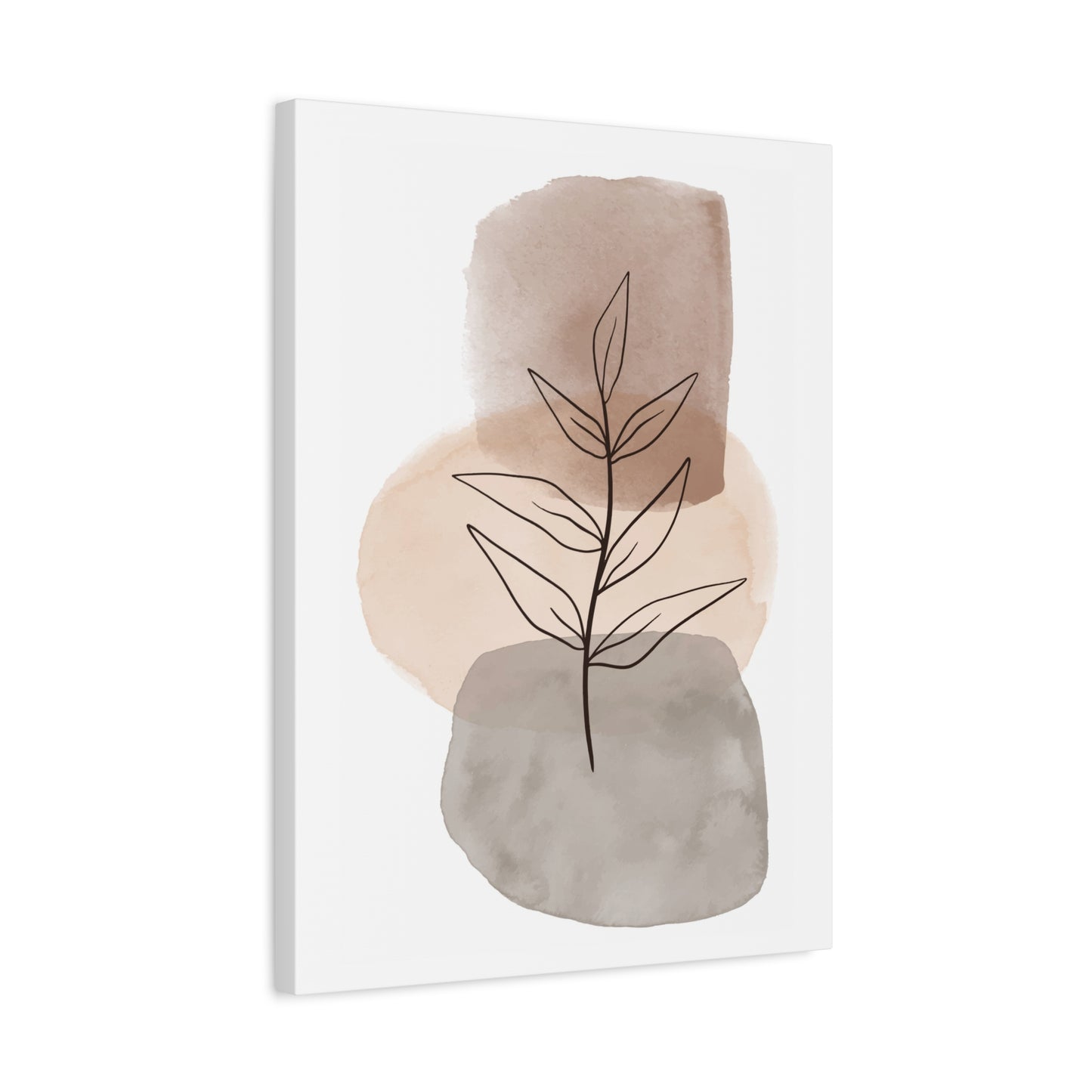 Brown Modern Botanical Wall Art Set 1.3 - Matte Canvas Decor with Minimalist Leaf Design