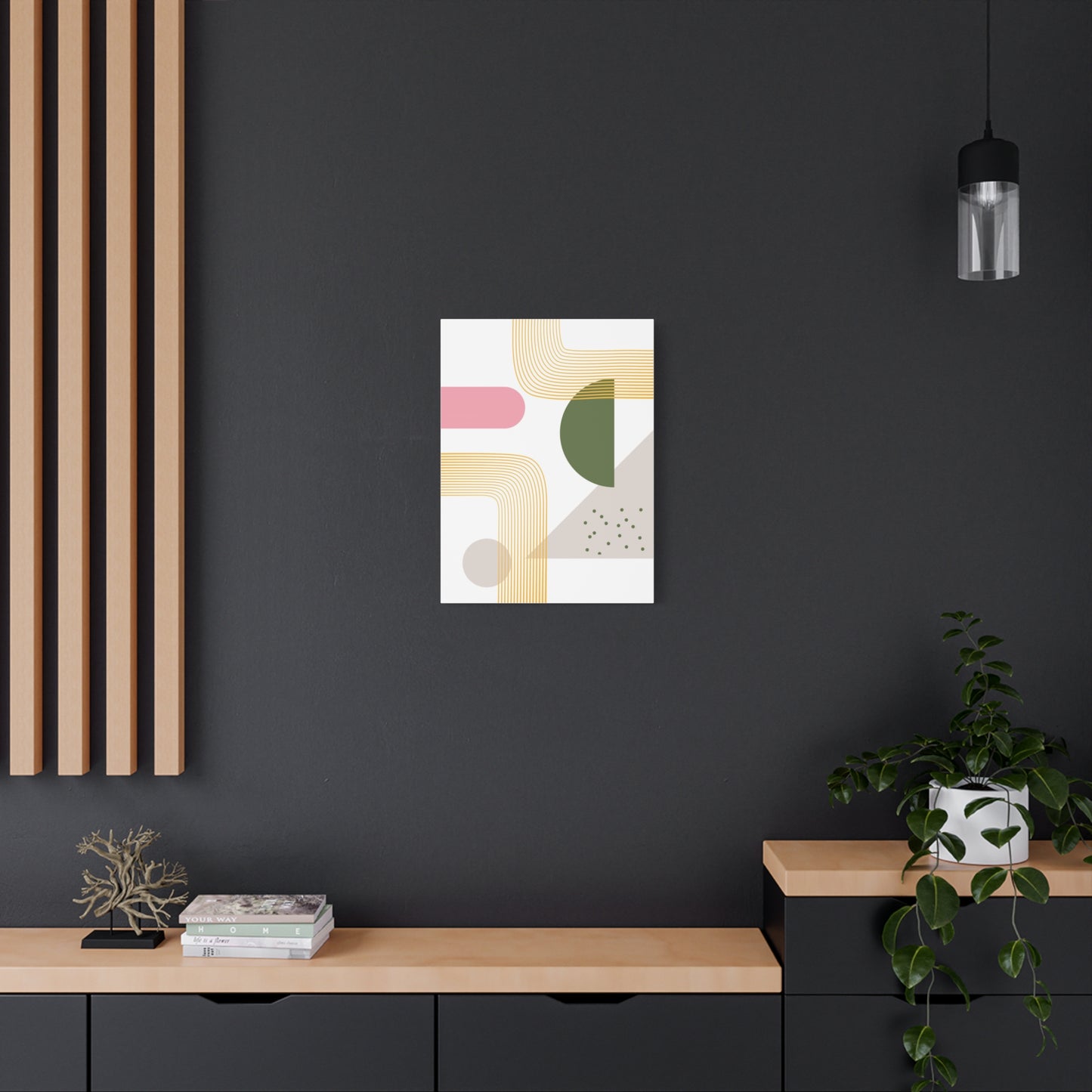 Minimal Geo Art Set 1.3 - Matte Canvas Decor with Minimalist Leaf Design