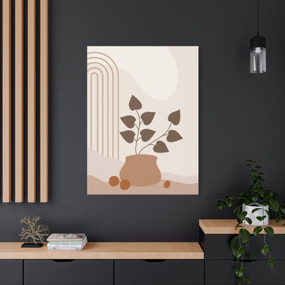Brown View Wall Art Set 1.3 - Matte Canvas Decor with Minimalist Leaf Design