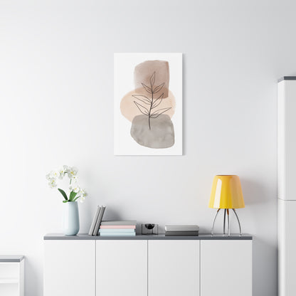 Brown Botanical Wall Art Set 1.3 - Matte Canvas Decor with Minimalist Leaf Design