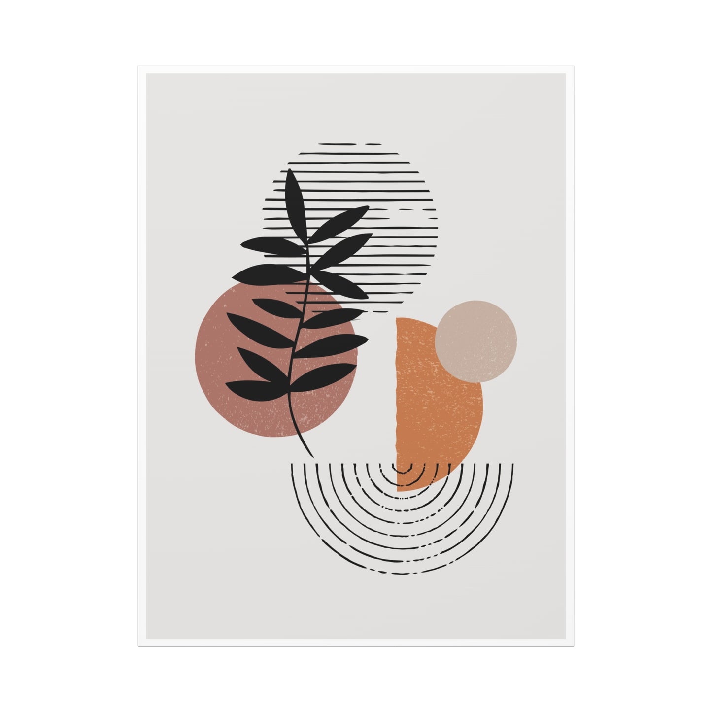 Orange Tone Flower Art Set 1.3 - Matte Canvas Decor with Minimalist Leaf Design