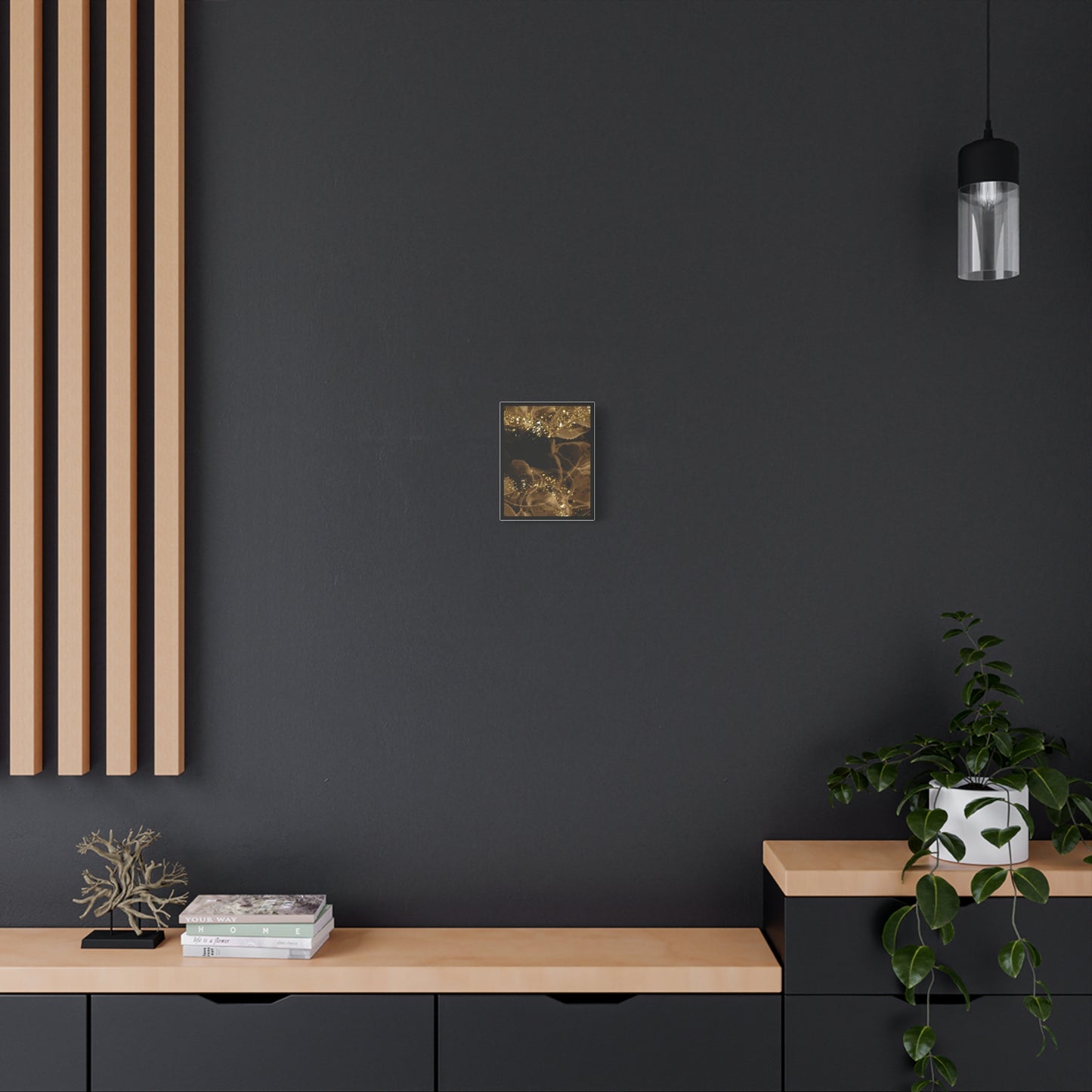 Gold Dust Art Set 1.3 - Matte Canvas Decor with Minimalist Leaf Design