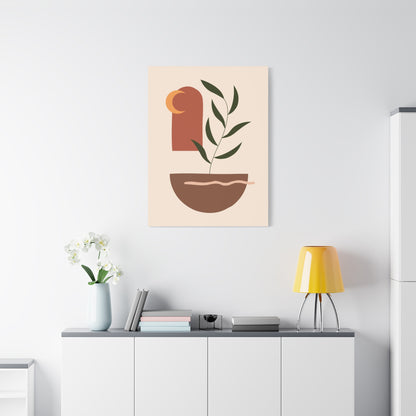 Petal Village Art 1.3 - Matte Canvas Decor with Minimalist Leaf Design