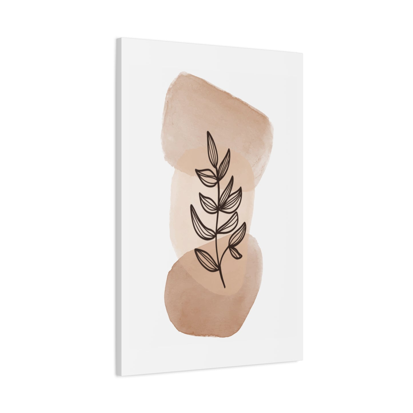 Brown Modern Botanical Wall Art Set 1.1- Matte Canvas Decor with Minimalist Leaf Design