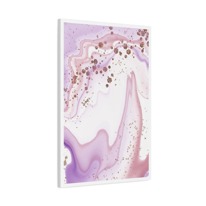 Blush Pink Marble Wall Art Set 1.1 - Matte Canvas Decor with Minimalist Leaf Design