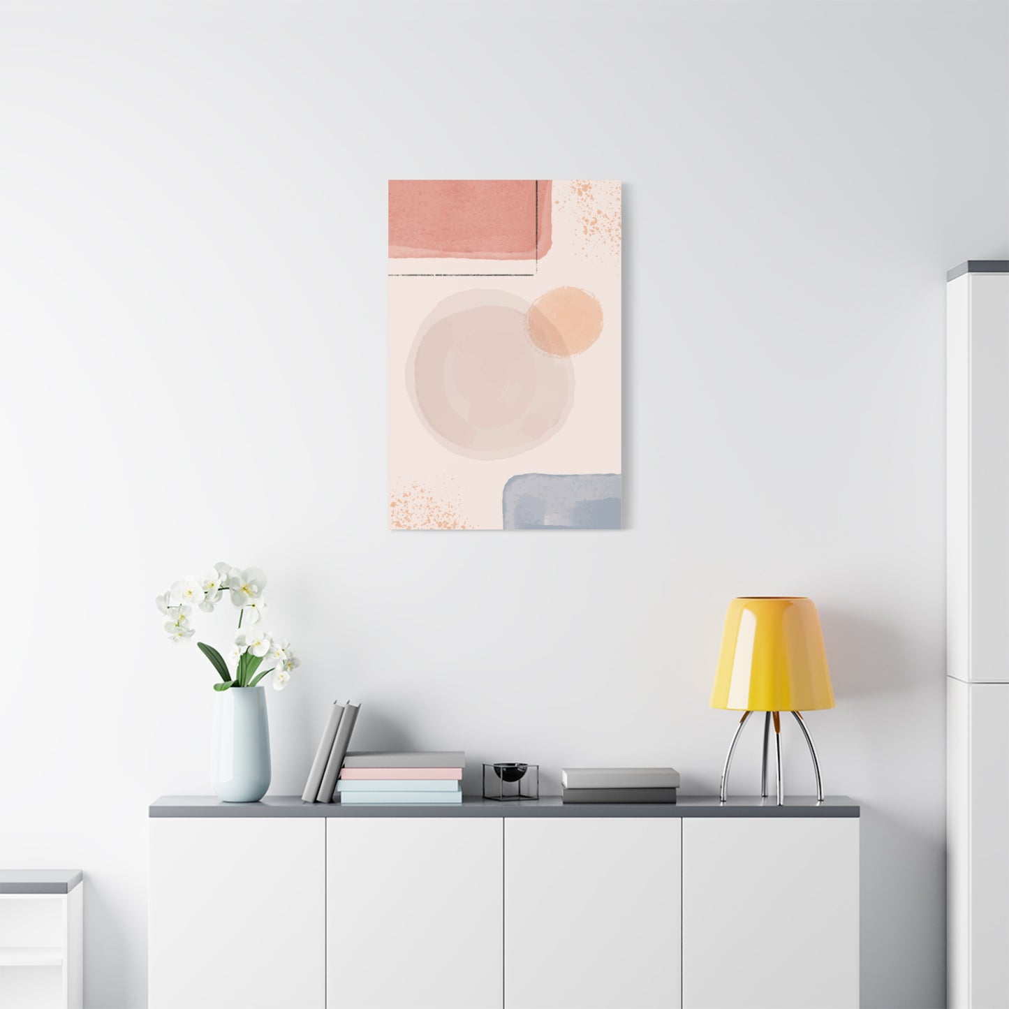 Pink Water Minimal Art Set 1.1 - Matte Canvas Decor with Minimalist Leaf Design