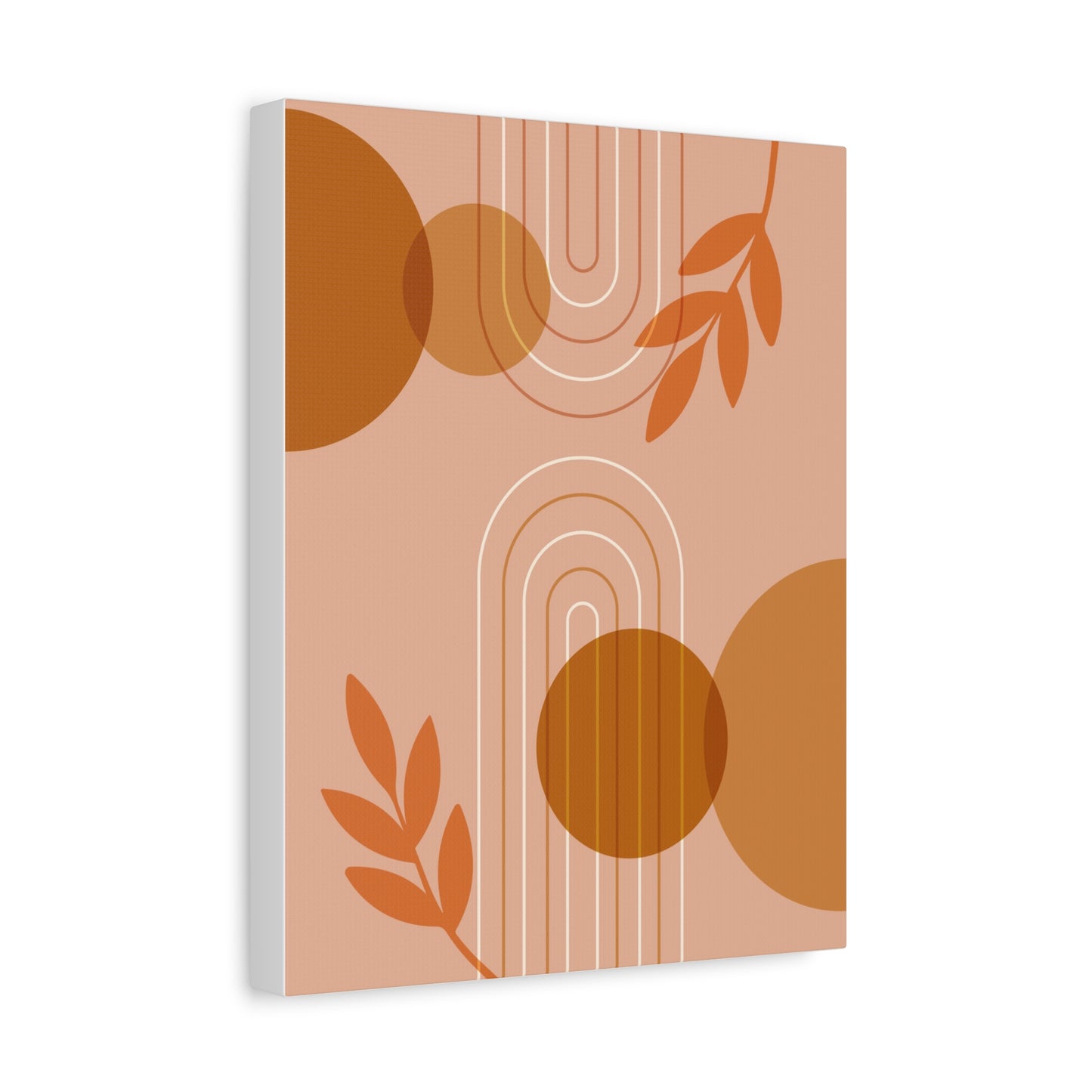Abstract Terracotta Botanical Art Set 1.2 - Matte Canvas Decor with Minimalist Leaf Design