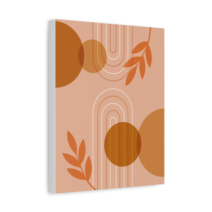 Abstract Terracotta Botanical Art Set 1.2 - Matte Canvas Decor with Minimalist Leaf Design