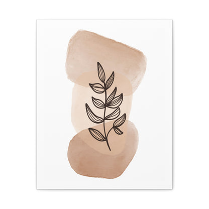 Brown Botanical Wall Art Set 1.1 - Matte Canvas Decor with Minimalist Leaf Design