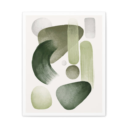 Olive Green Art Set 1.2- Matte Canvas Decor with Minimalist Leaf Design