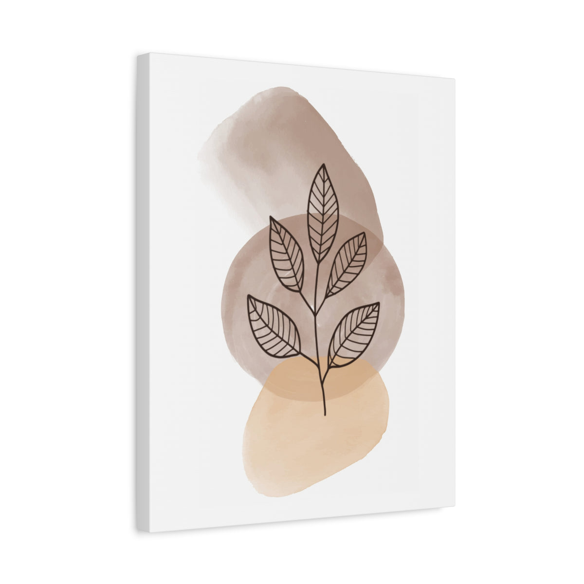 Brown Botanical Wall Art Set 1.2 - Matte Canvas Decor with Minimalist Leaf Design