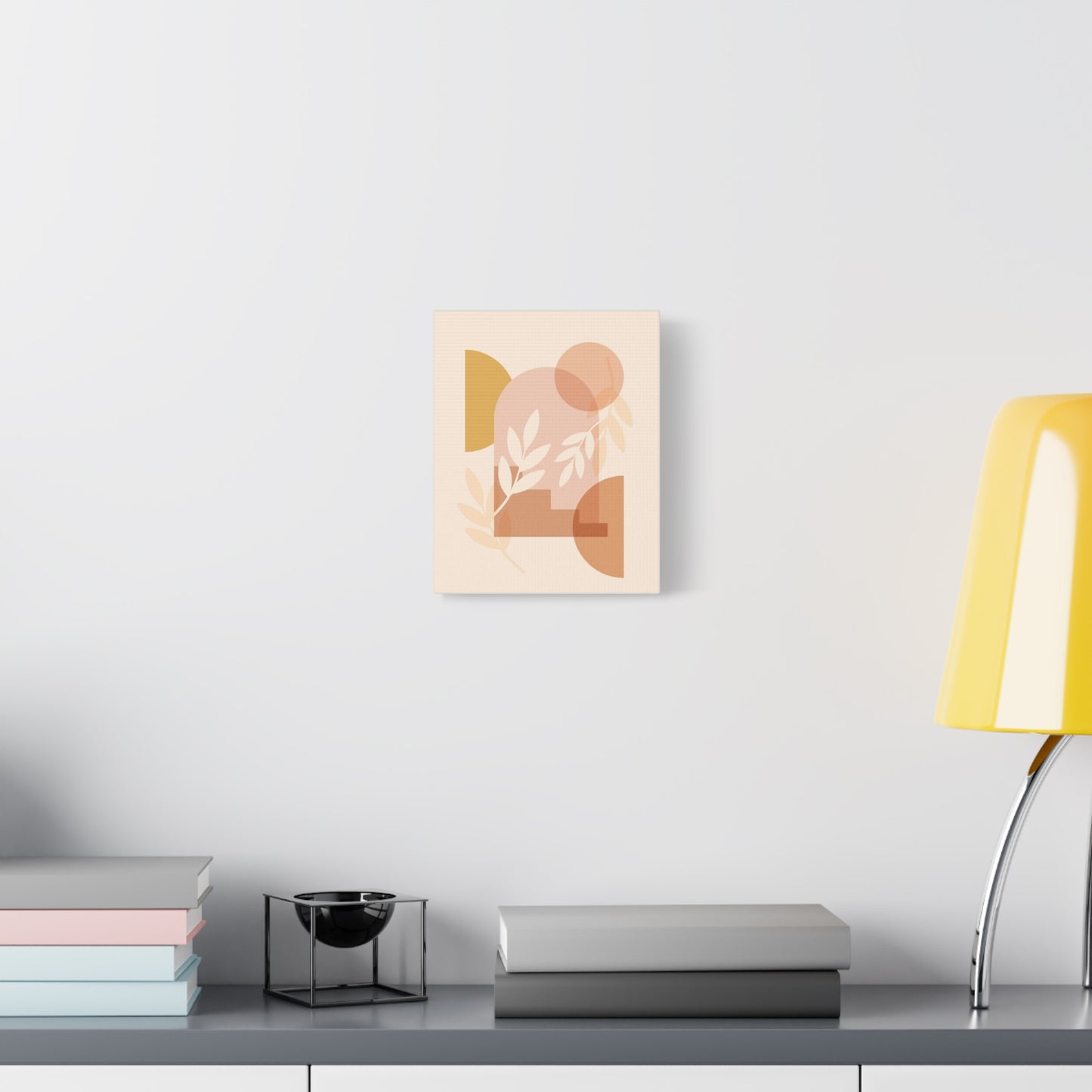 Abstract Terracotta Botanical Art Set 1.1 - Matte Canvas Decor with Minimalist Leaf Design