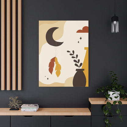 Nocturne Petal Art Set 1.2 - Matte Canvas Decor with Minimalist Leaf Design