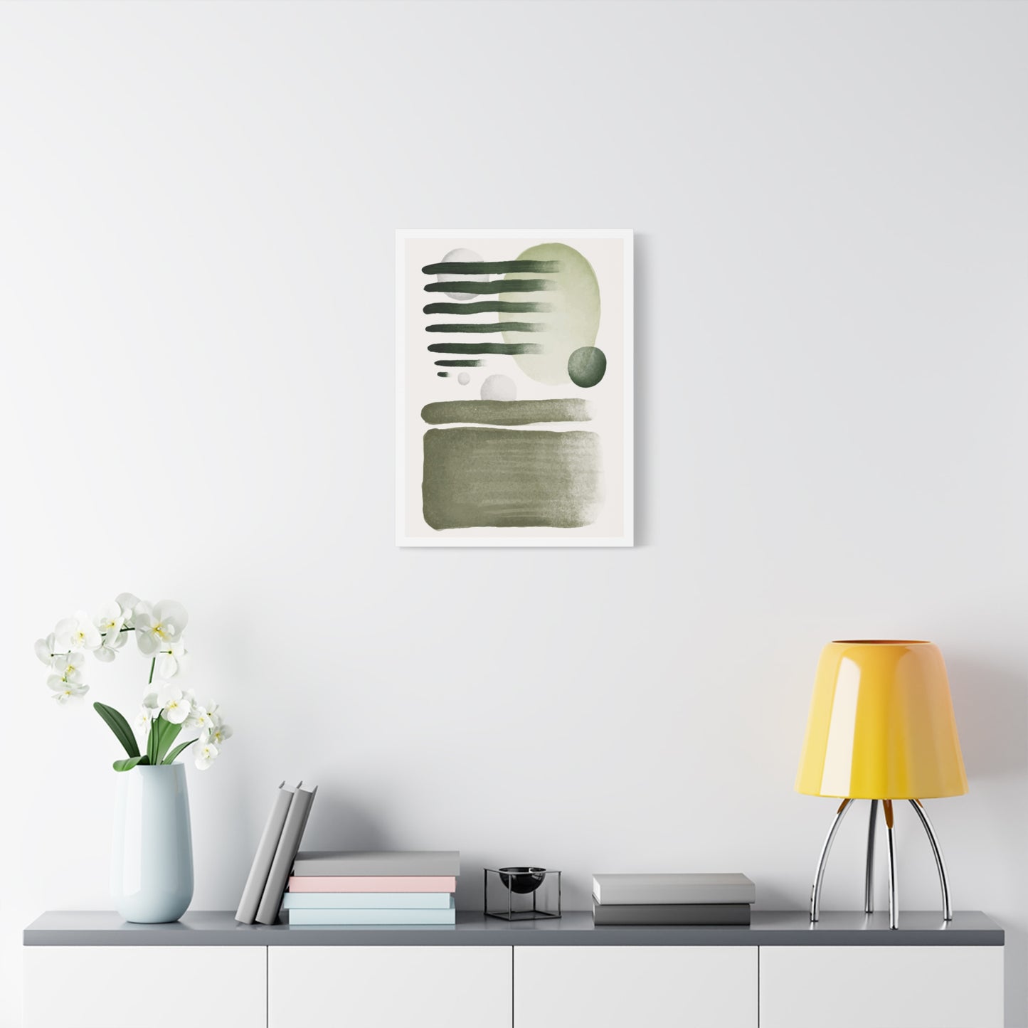 Olive Green Art Set 1.1 - Matte Canvas Decor with Minimalist Leaf Design
