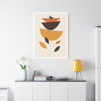 Lunar Bloom Art Set 1.2 - Matte Canvas Decor with Minimalist Leaf Design
