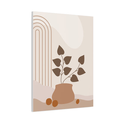 Brown View Wall Art Set 1.3 - Matte Canvas Decor with Minimalist Leaf Design
