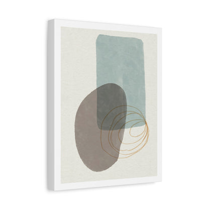 Blue Tone Watercolor Brush Art Set 1.1 - Matte Canvas Decor with Minimalist Leaf Design