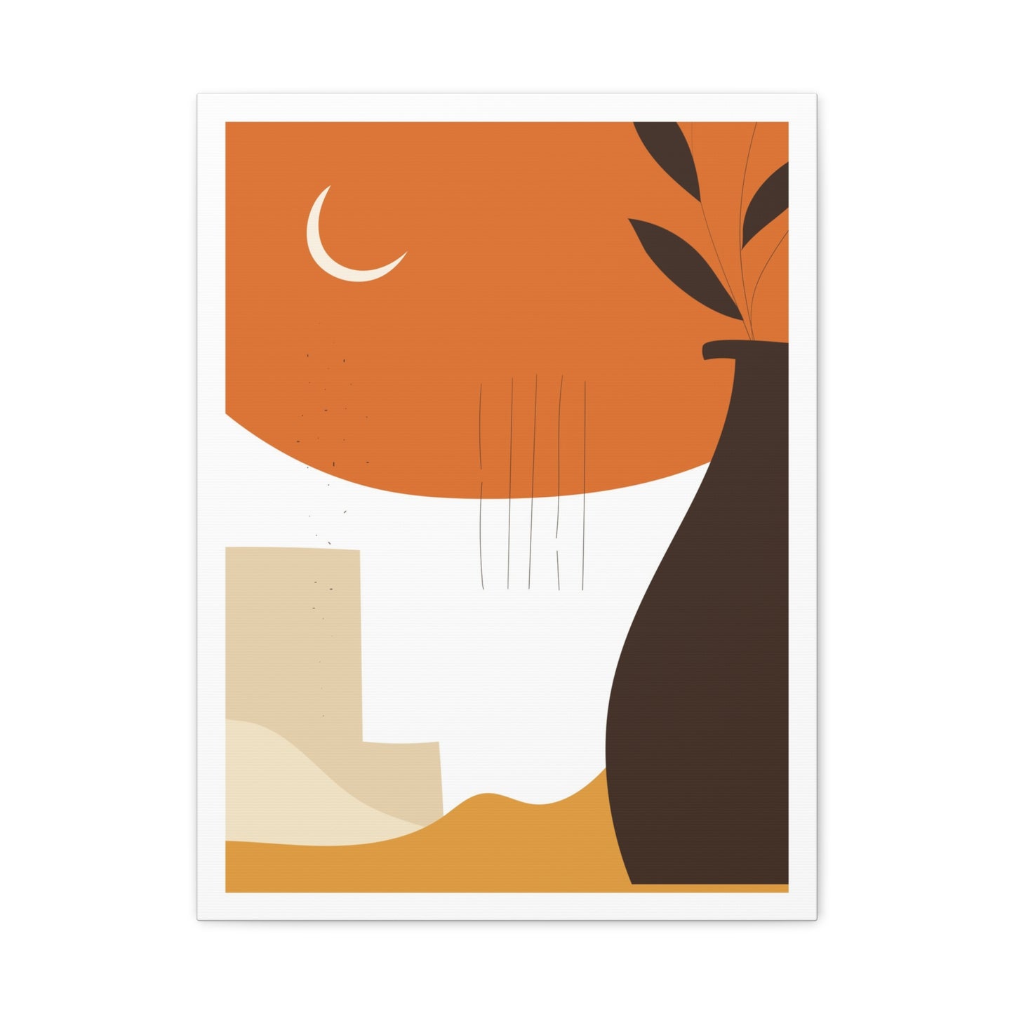 Lunar Bloom Art Set 1.3 - Matte Canvas Decor with Minimalist Leaf Design