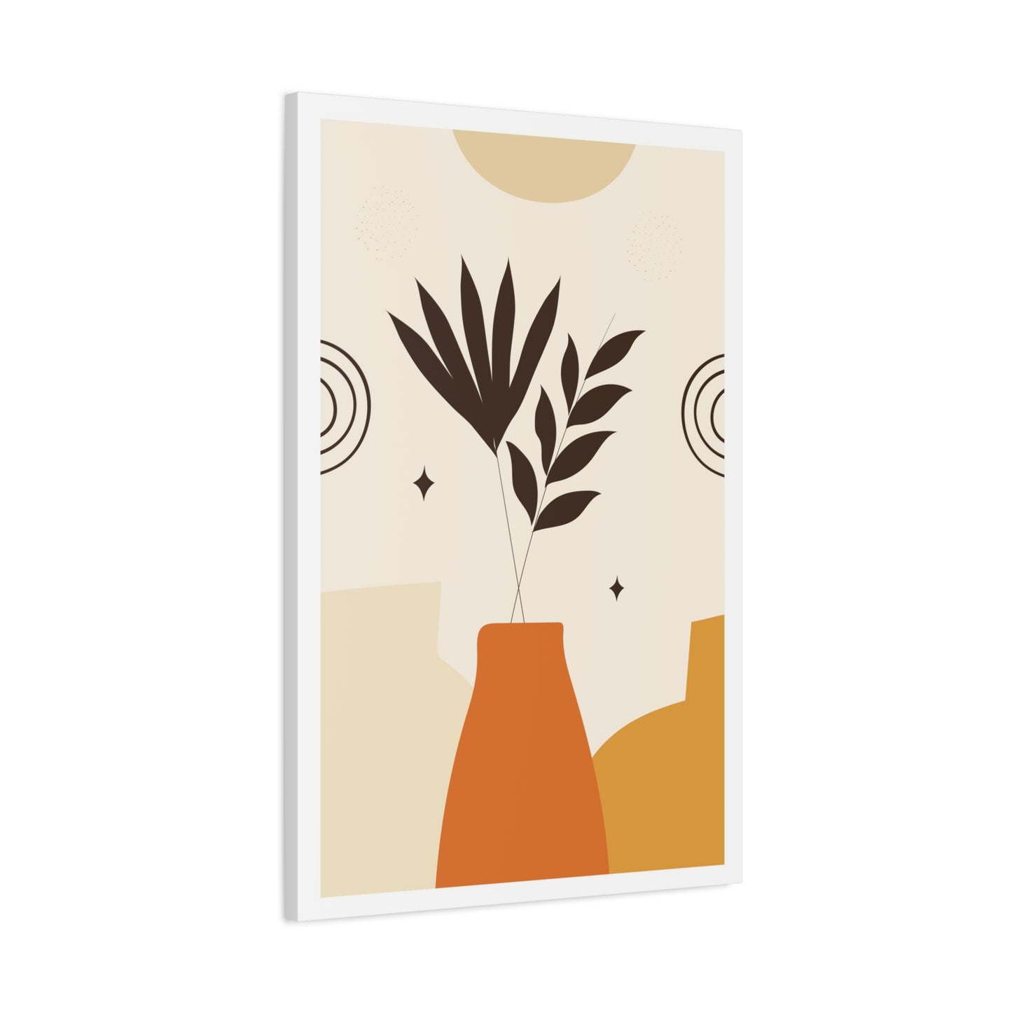 Lunar Bloom Art Set 1.1 - Matte Canvas Decor with Minimalist Leaf Design