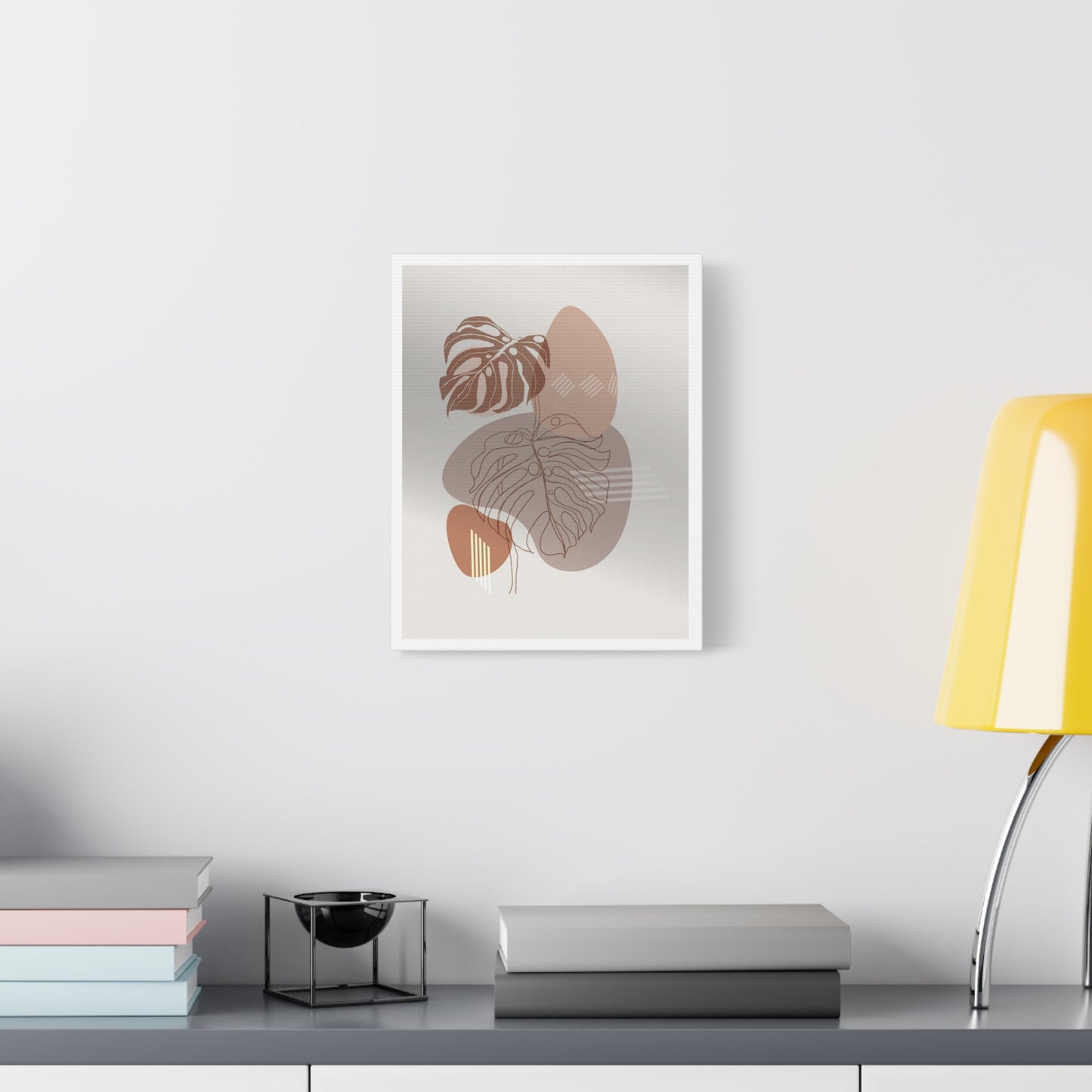 Brown Leaf Wall Painting Set 1.1 - Matte Canvas Decor with Minimalist Leaf Design