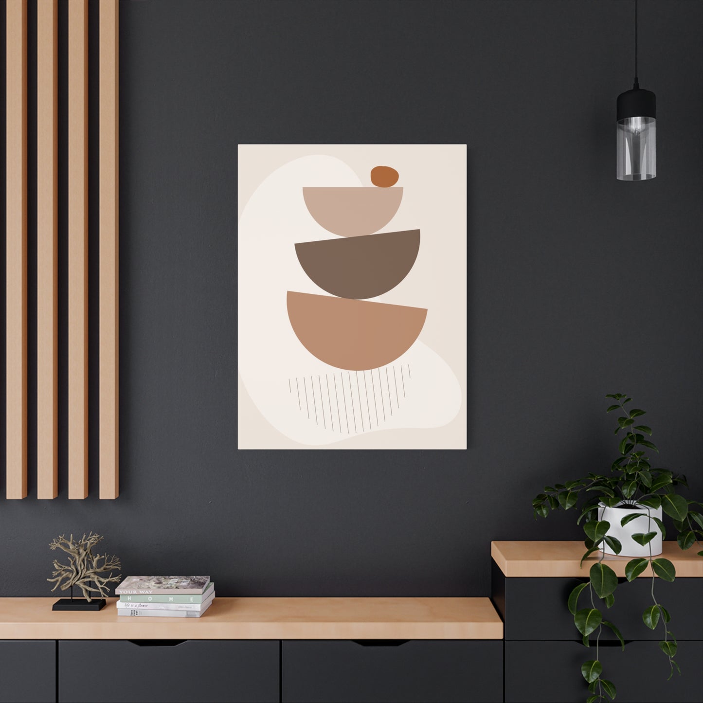 Brown View Wall Art Set 1.2 - Matte Canvas Decor with Minimalist Leaf Design
