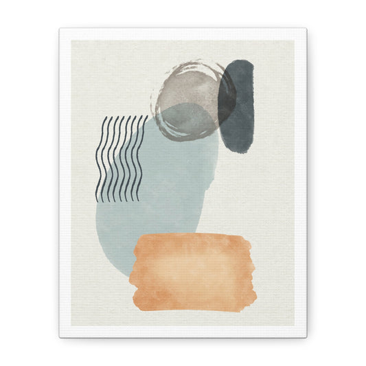 Blue Tone Watercolor Brush Art Set 1.2 - Matte Canvas Decor with Minimalist Leaf Design