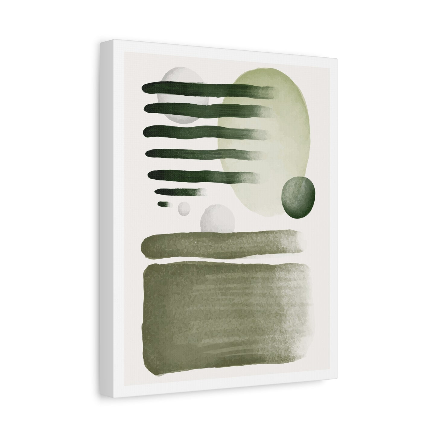 Olive Green Art Set 1.1 - Matte Canvas Decor with Minimalist Leaf Design