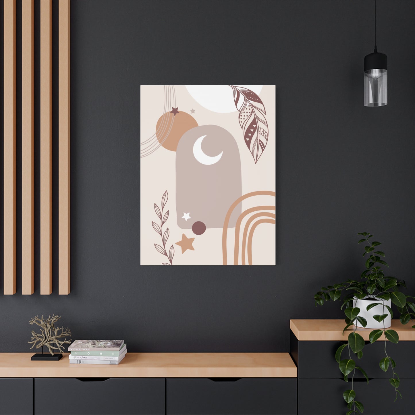 Sunset Botanica Art Set 1.2 - Matte Canvas Decor with Minimalist Leaf Design