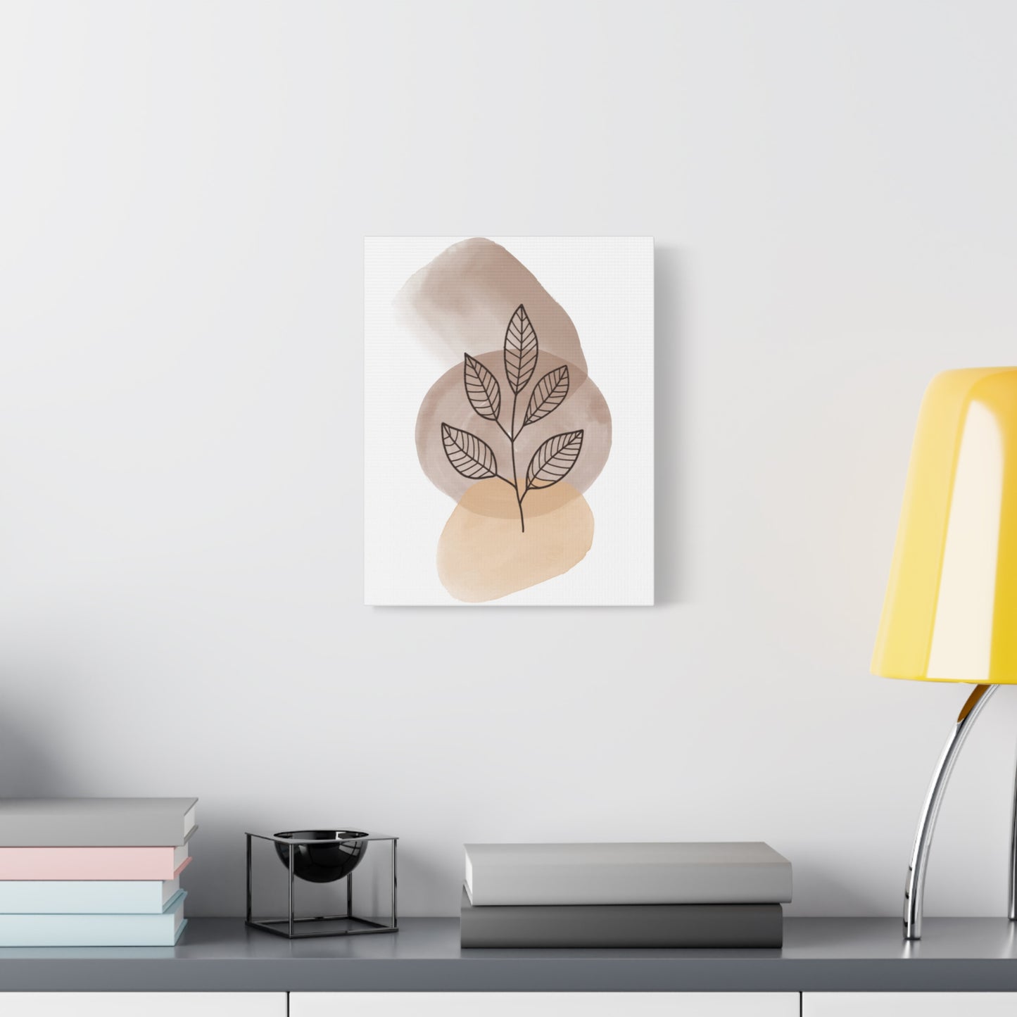 Brown Modern Botanical Wall Art Set 1.2 - Matte Canvas Decor with Minimalist Leaf Design