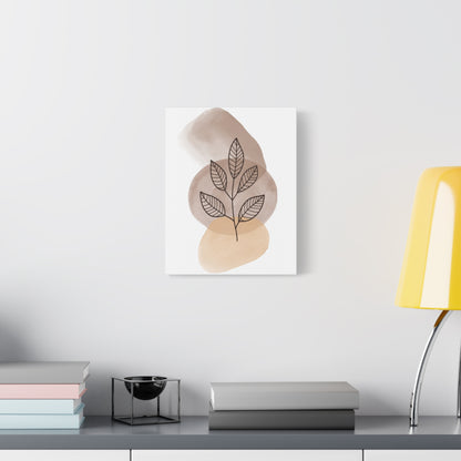 Brown Modern Botanical Wall Art Set 1.2 - Matte Canvas Decor with Minimalist Leaf Design