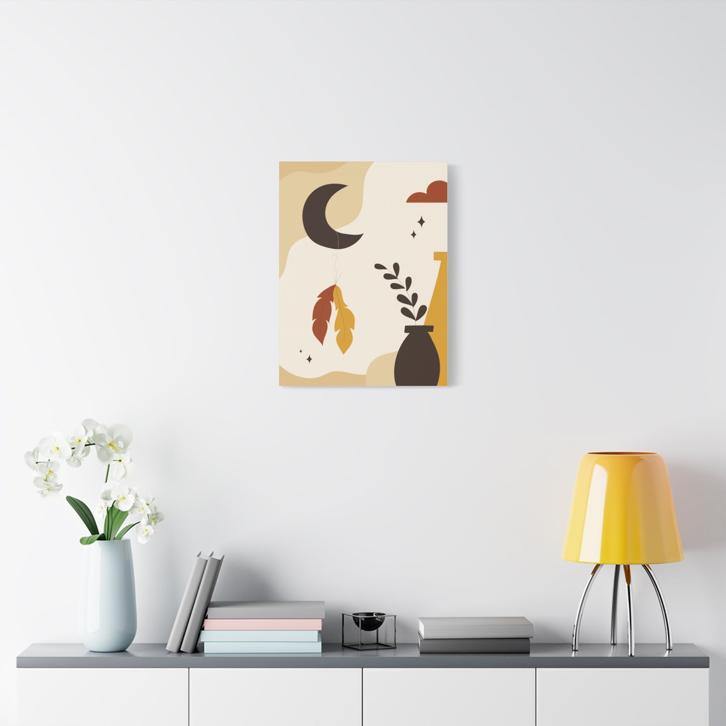 Nocturne Petal Art Set 1.2 - Matte Canvas Decor with Minimalist Leaf Design