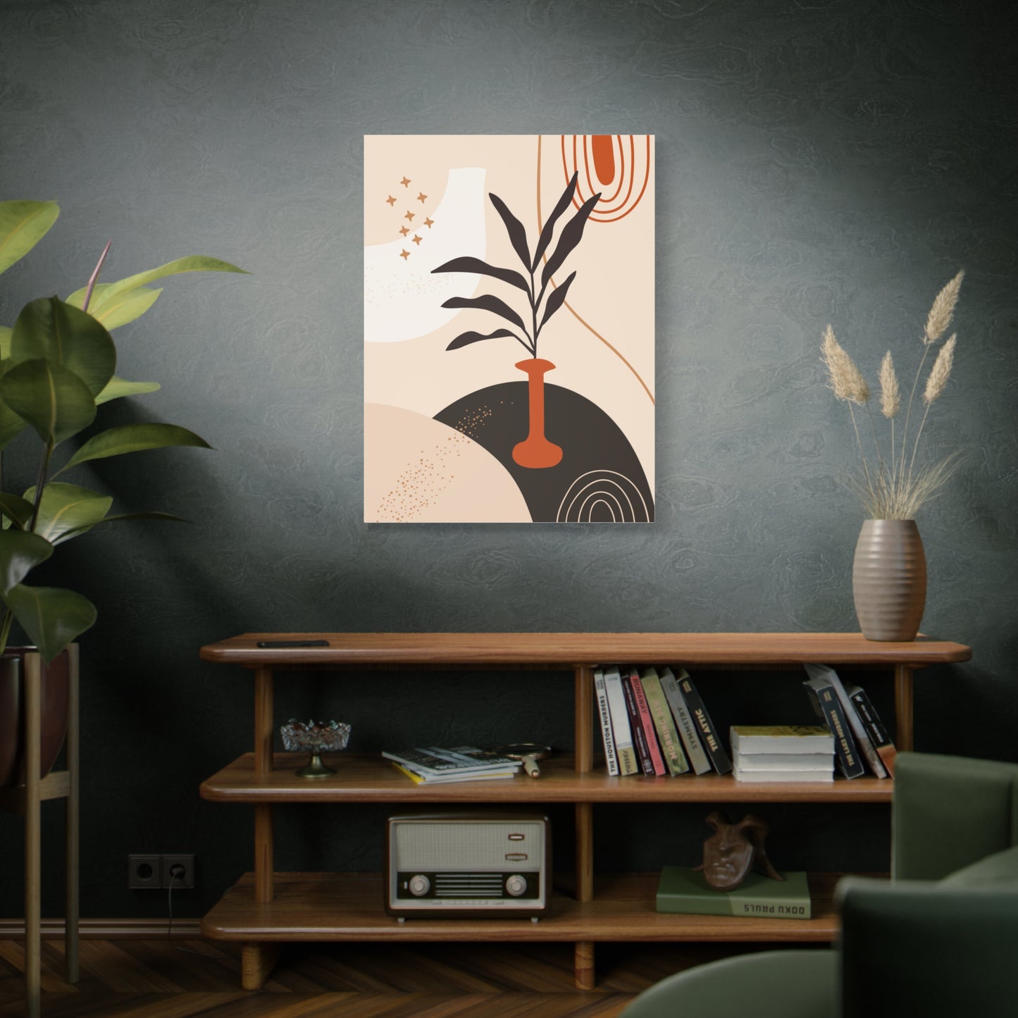 Boheme Luna  Art Set 1.1 - Matte Canvas Decor with Minimalist Leaf Design