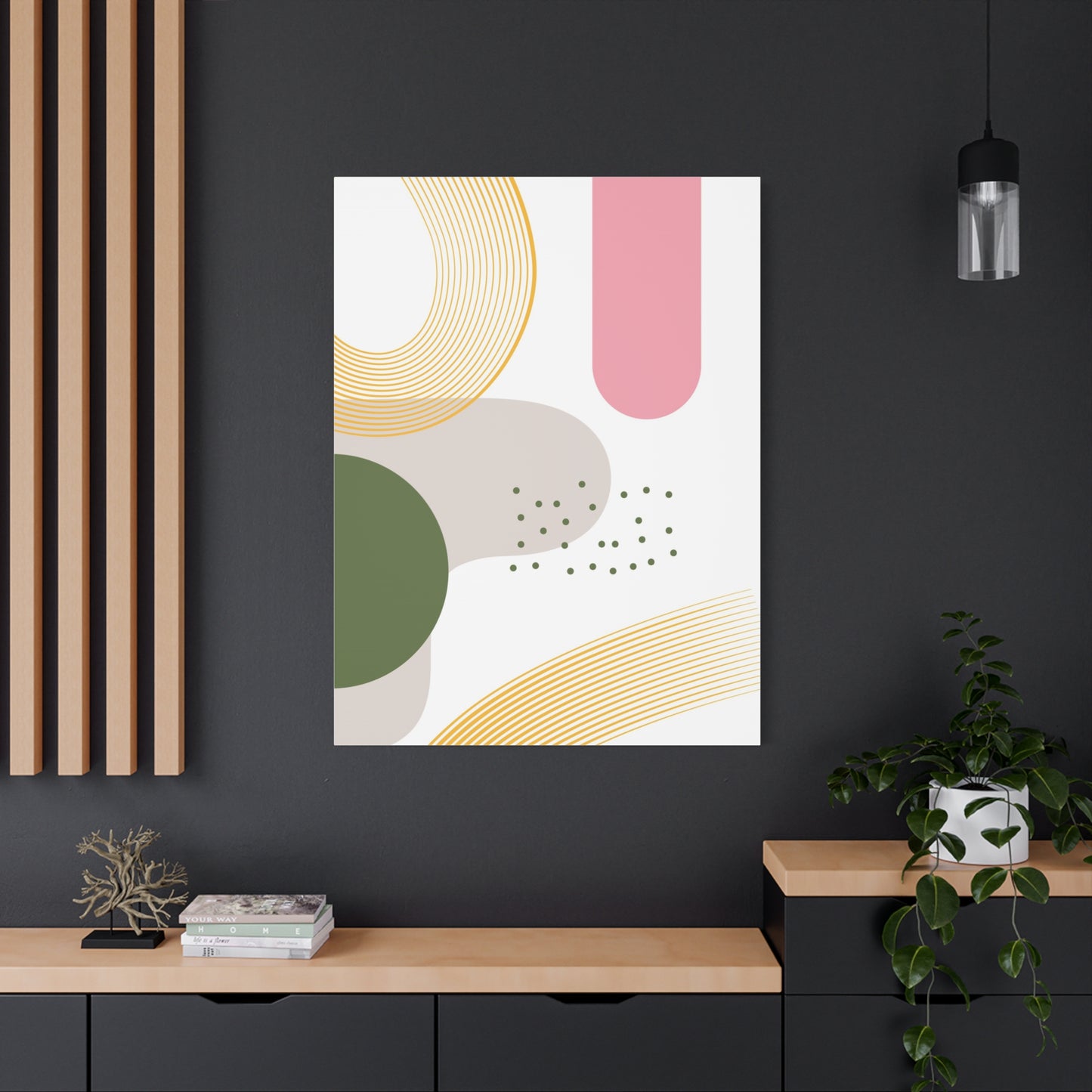 Minimal Geo Art Set 1.2 - Matte Canvas Decor with Minimalist Leaf Design