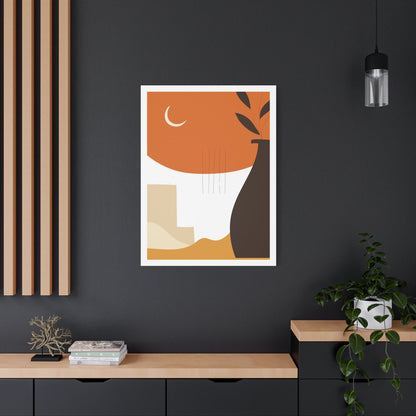 Lunar Bloom Art Set 1.3 - Matte Canvas Decor with Minimalist Leaf Design