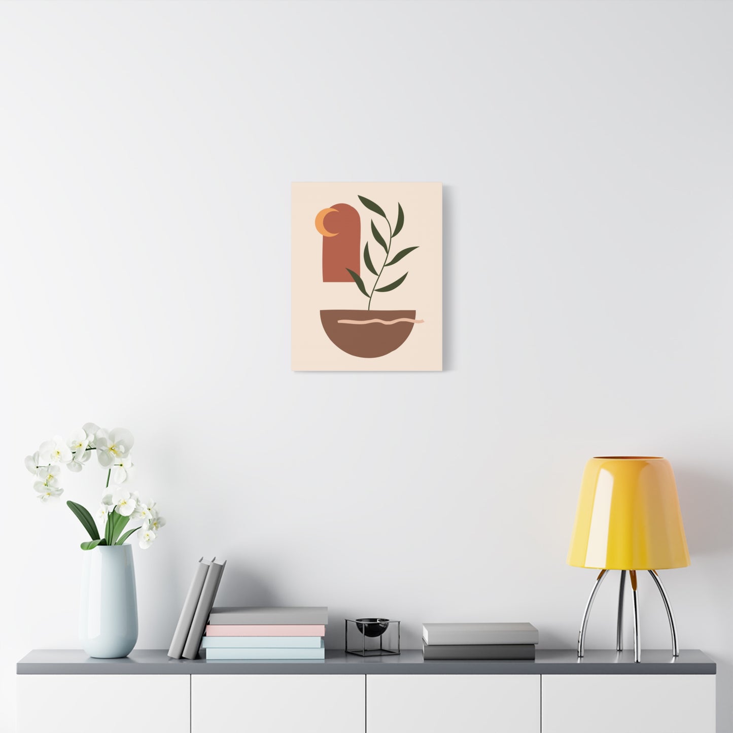 Petal Village Art 1.3 - Matte Canvas Decor with Minimalist Leaf Design