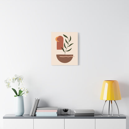 Petal Village Art 1.3 - Matte Canvas Decor with Minimalist Leaf Design
