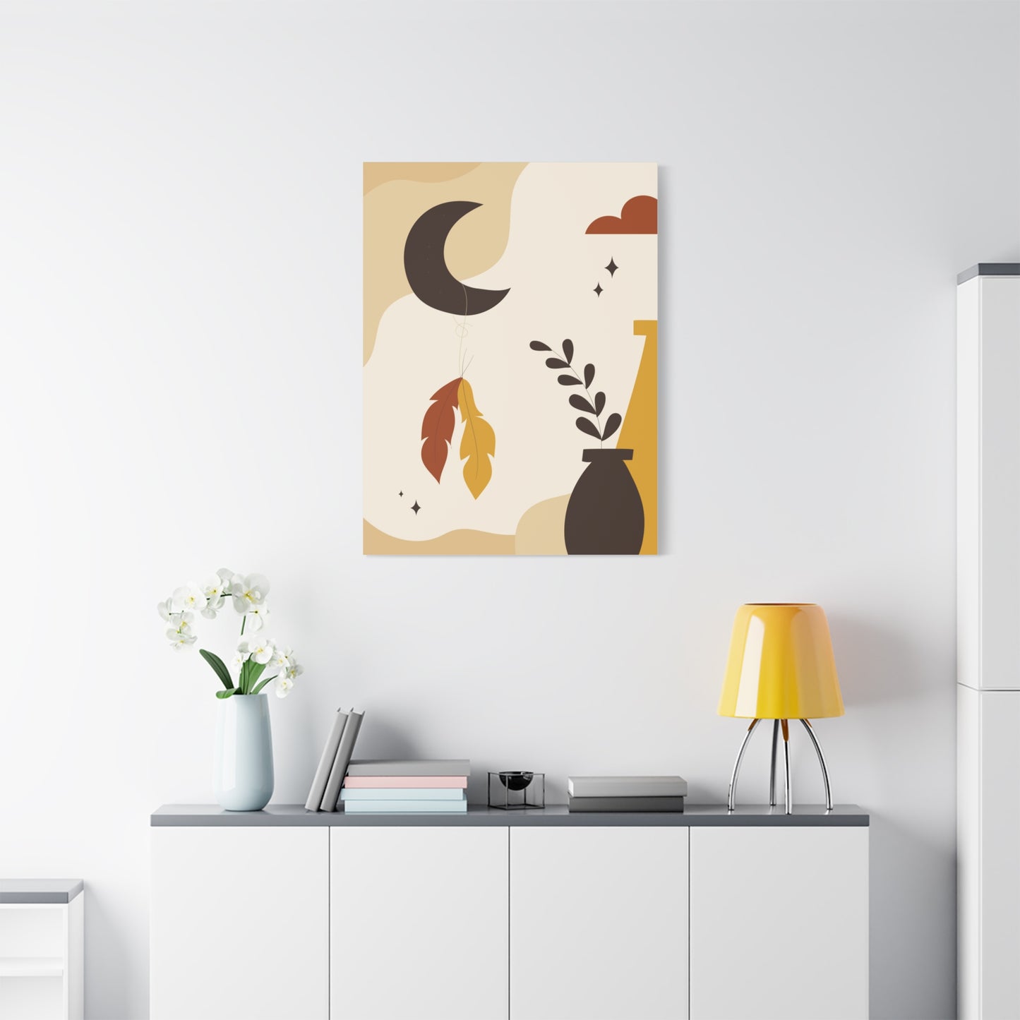 Nocturne Petal Art Set 1.2 - Matte Canvas Decor with Minimalist Leaf Design