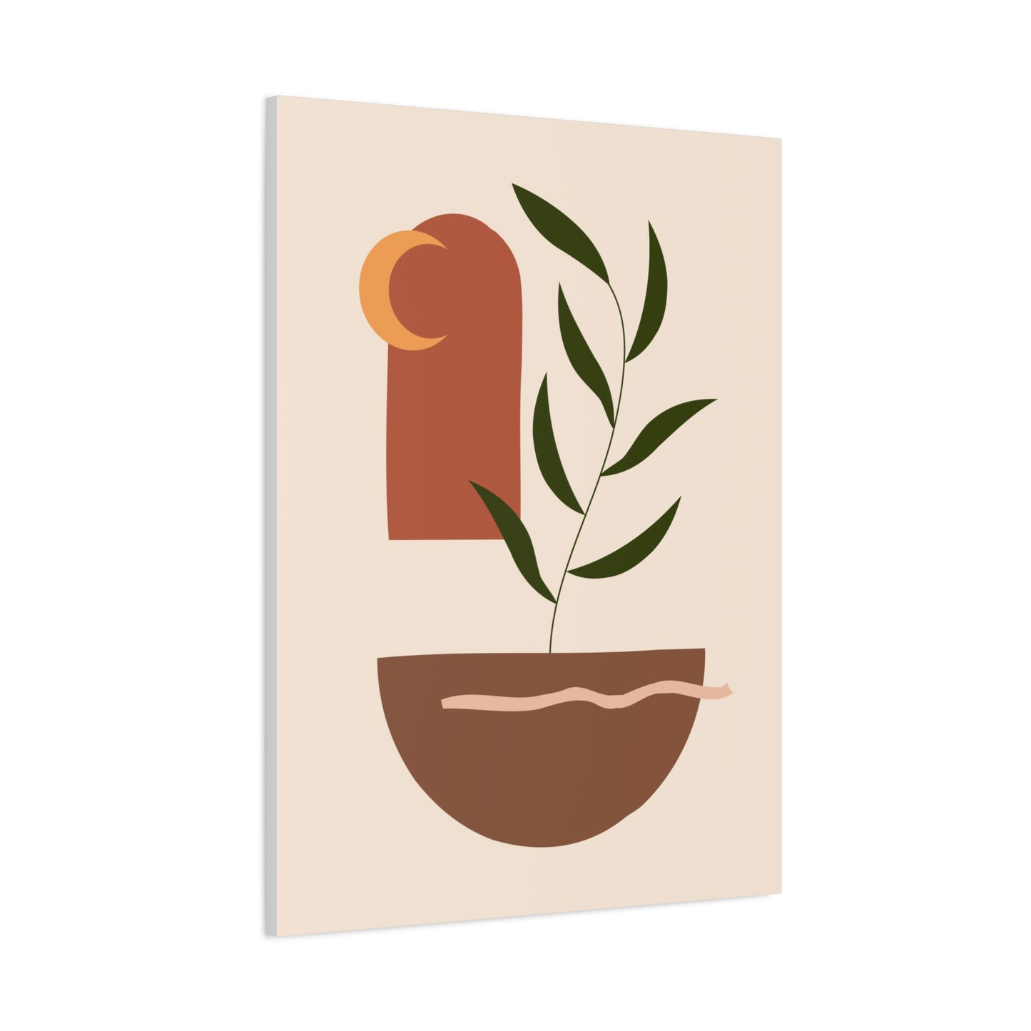 Petal Village Art 1.3 - Matte Canvas Decor with Minimalist Leaf Design