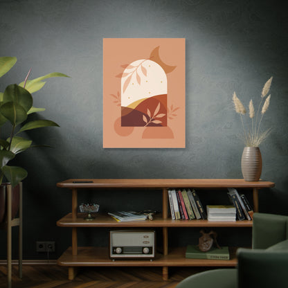 Abstract Terracotta Botanical Art Set 1.3 - Matte Canvas Decor with Minimalist Leaf Design