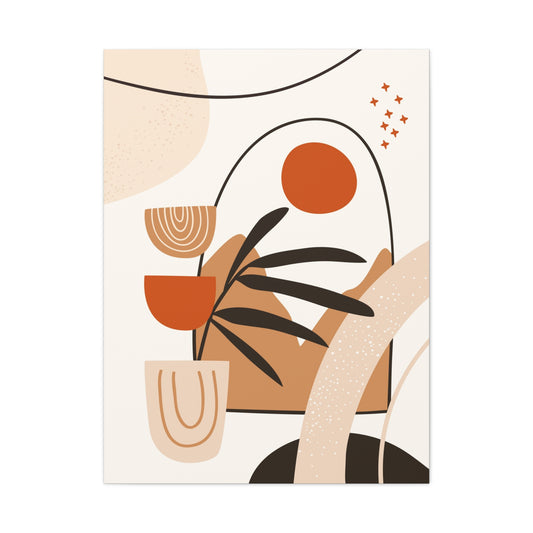 Boheme Luna  Art Set 1.3 - Matte Canvas Decor with Minimalist Leaf Design